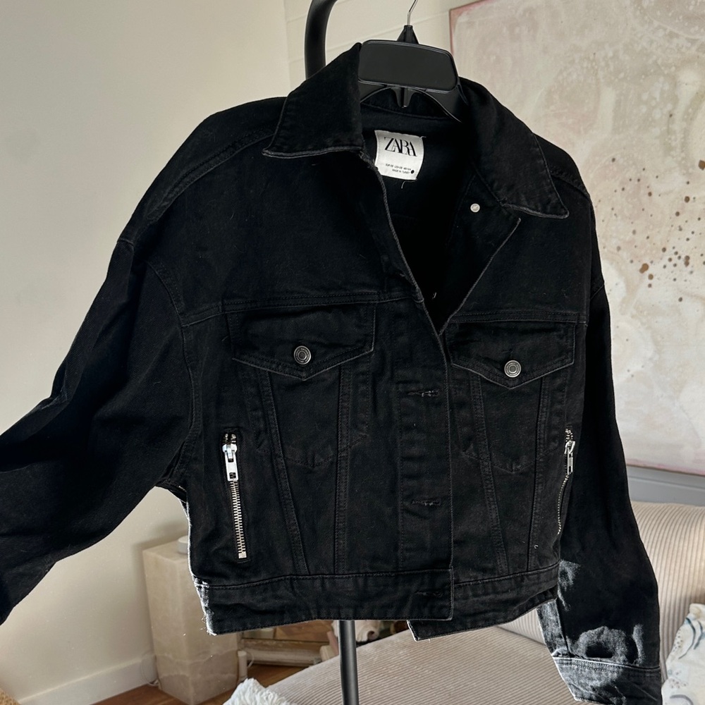 Zara Jet Black Cropped Jacket